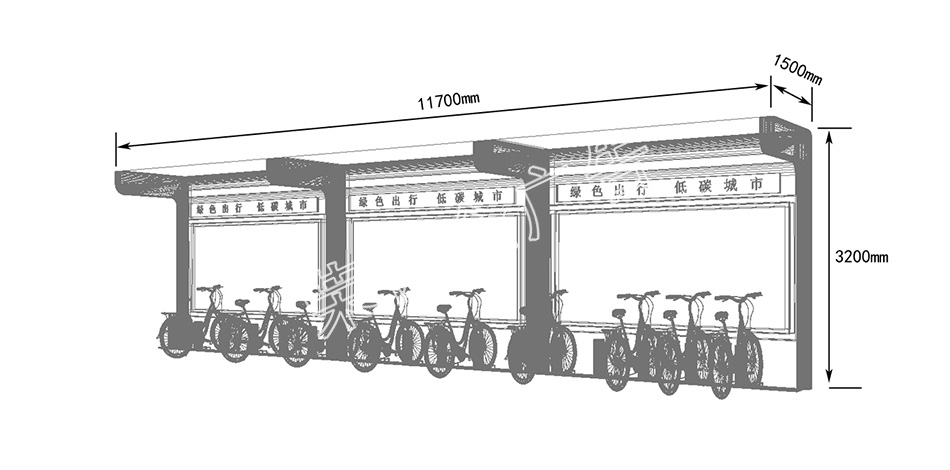 公共自行車棚尺寸圖